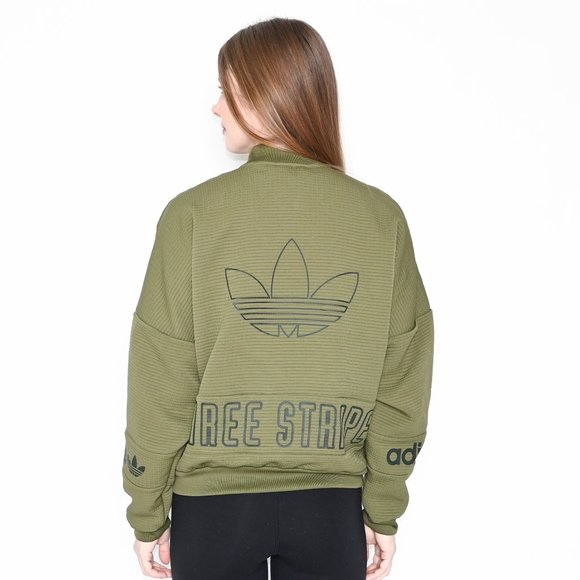 ADIDAS Originals Olive Green Waffle Bomber Jacket - Picture 4 of 8